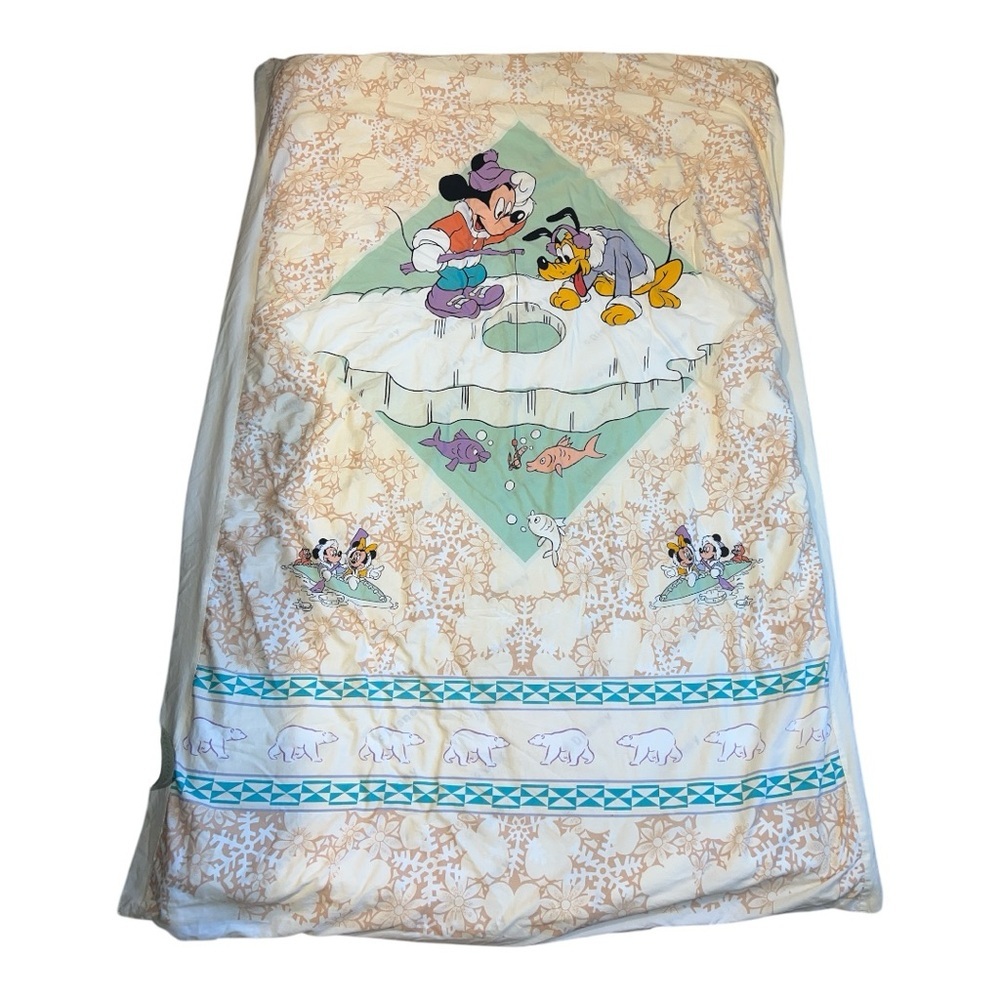 Disney Vintage Rare 80s Mickey &‎ Pluto Duvet Cover & Insert